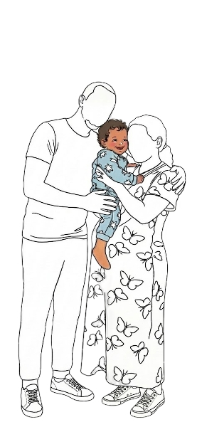 A family holding their smiling child